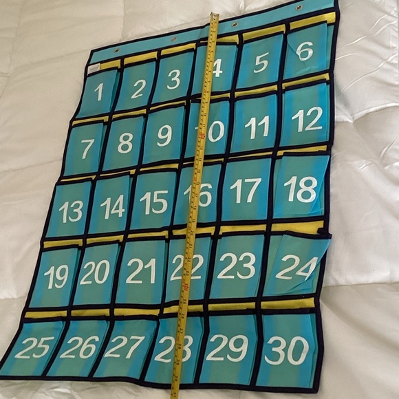 Blue and Yellow Numbered Classroom Phone Organizer Storage Over Door Organizer - Picture 2 of 4